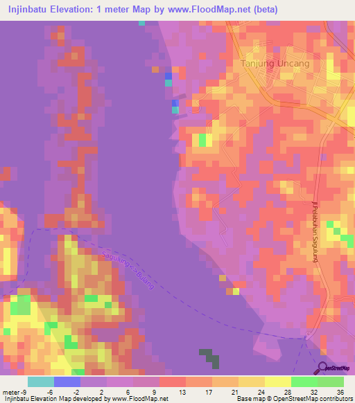 Injinbatu,Indonesia Elevation Map