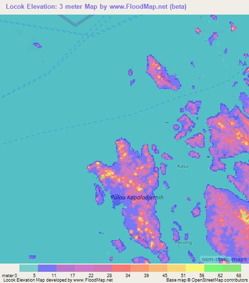 Locok,Indonesia Elevation Map