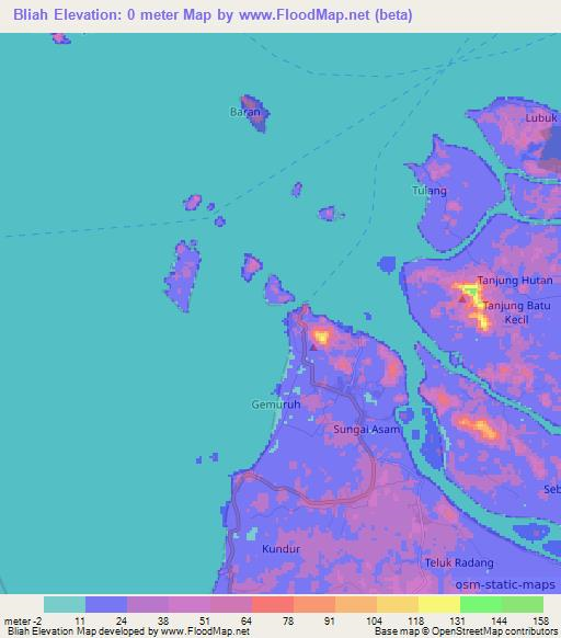 Bliah,Indonesia Elevation Map