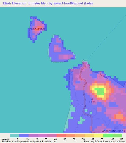 Bliah,Indonesia Elevation Map