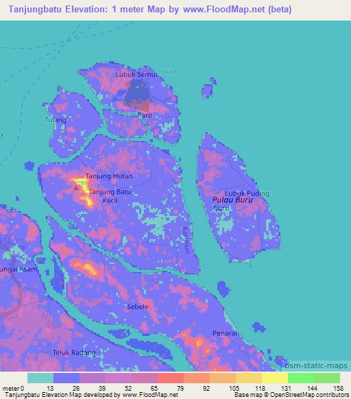 Tanjungbatu,Indonesia Elevation Map