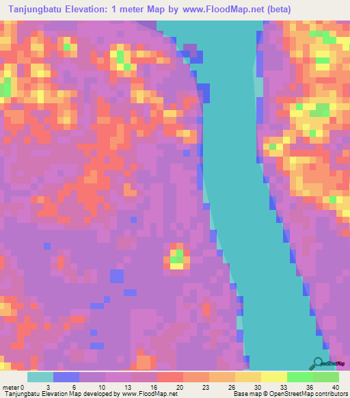 Tanjungbatu,Indonesia Elevation Map