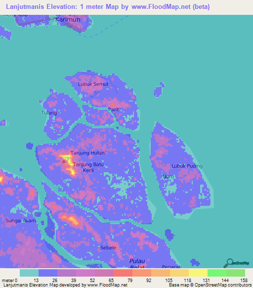 Lanjutmanis,Indonesia Elevation Map