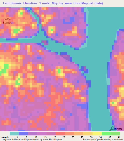 Lanjutmanis,Indonesia Elevation Map