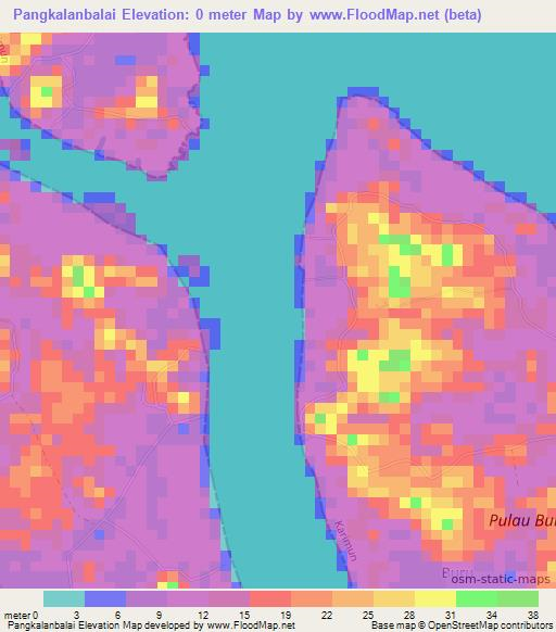 Pangkalanbalai,Indonesia Elevation Map