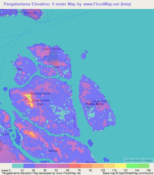 Pangalaniama,Indonesia Elevation Map