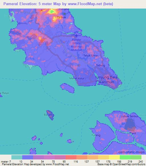 Pameral,Indonesia Elevation Map