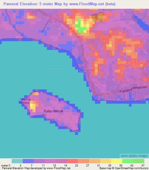 Pameral,Indonesia Elevation Map