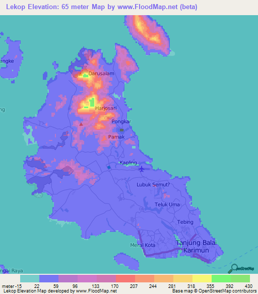 Lekop,Indonesia Elevation Map