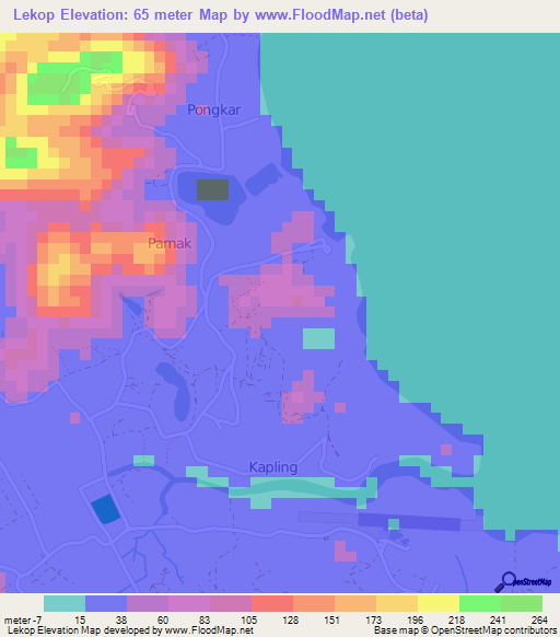 Lekop,Indonesia Elevation Map