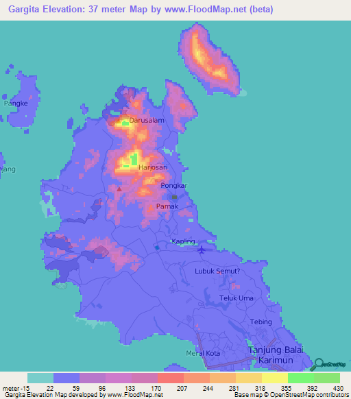 Gargita,Indonesia Elevation Map