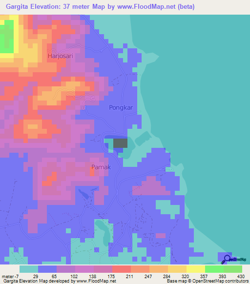 Gargita,Indonesia Elevation Map