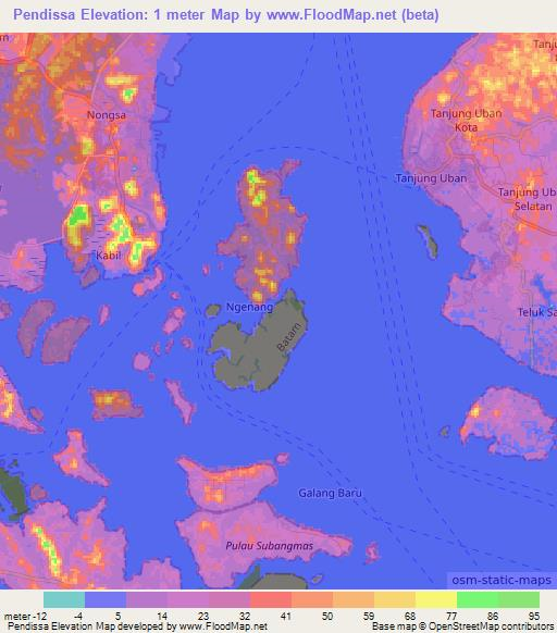 Pendissa,Indonesia Elevation Map