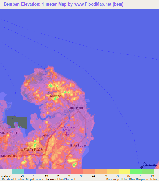 Bemban,Indonesia Elevation Map