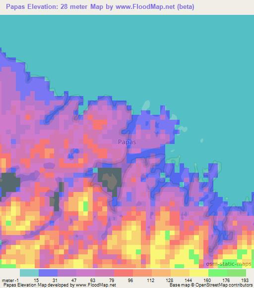 Papas,Indonesia Elevation Map