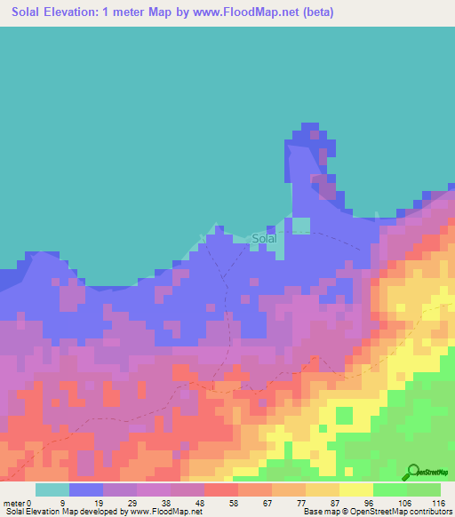 Solal,Indonesia Elevation Map