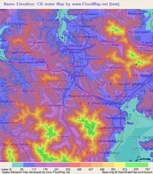 Naeso,South Korea Elevation Map