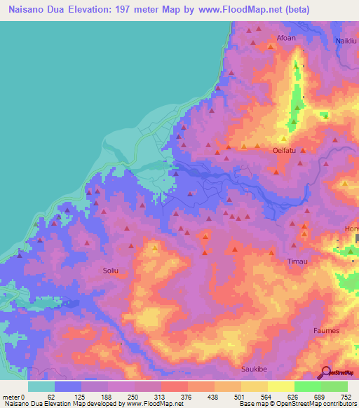 Naisano Dua,Indonesia Elevation Map