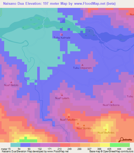 Naisano Dua,Indonesia Elevation Map