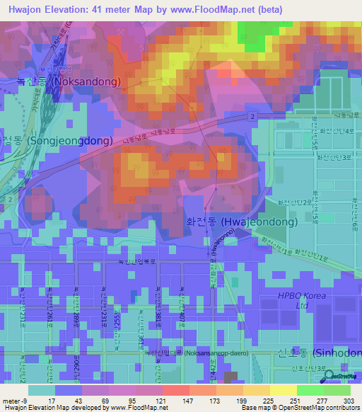 Hwajon,South Korea Elevation Map