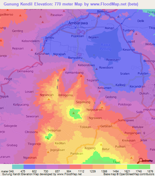 Gunung Kendil,Indonesia Elevation Map