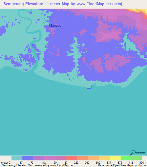 Semberang,Indonesia Elevation Map