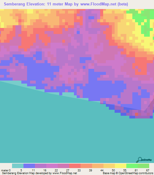 Semberang,Indonesia Elevation Map