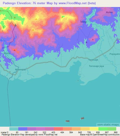 Padengo,Indonesia Elevation Map