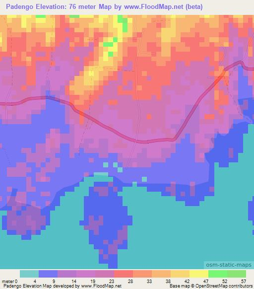 Padengo,Indonesia Elevation Map