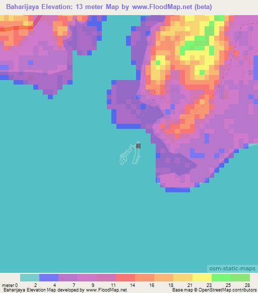 Baharijaya,Indonesia Elevation Map