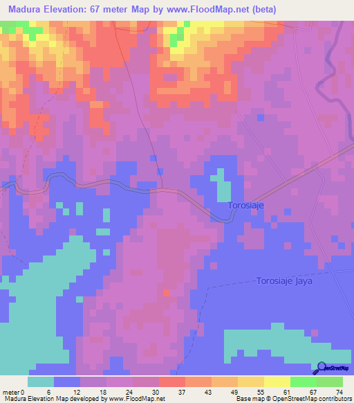 Madura,Indonesia Elevation Map