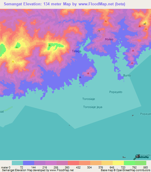 Semangat,Indonesia Elevation Map