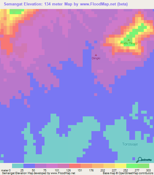 Semangat,Indonesia Elevation Map