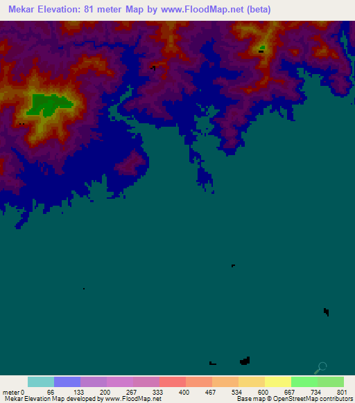 Mekar,Indonesia Elevation Map