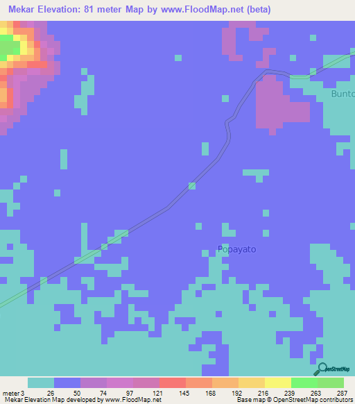 Mekar,Indonesia Elevation Map