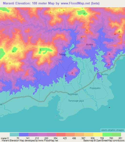 Maranti,Indonesia Elevation Map