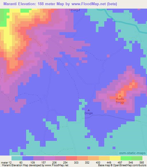 Maranti,Indonesia Elevation Map