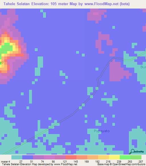 Tahele Selatan,Indonesia Elevation Map