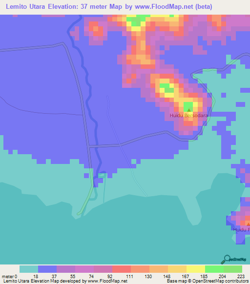 Lemito Utara,Indonesia Elevation Map