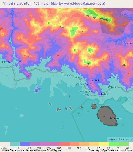 Yiliyala,Indonesia Elevation Map