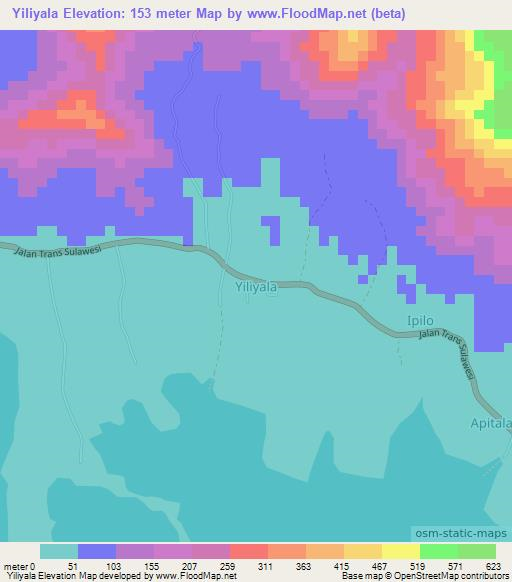 Yiliyala,Indonesia Elevation Map