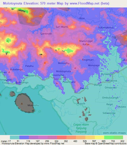 Molotoynuta,Indonesia Elevation Map