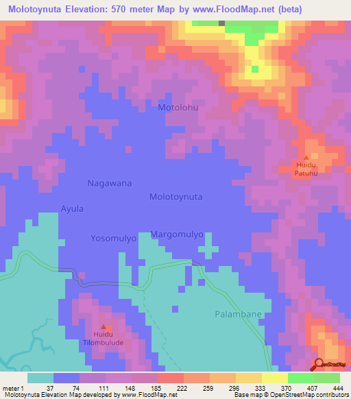 Molotoynuta,Indonesia Elevation Map