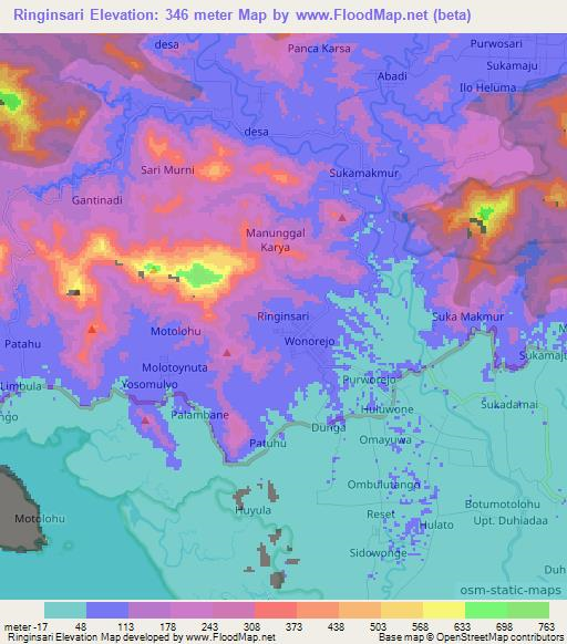 Ringinsari,Indonesia Elevation Map