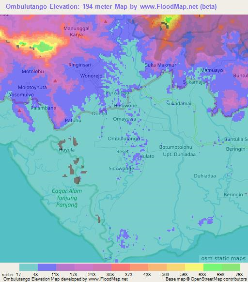 Ombulutango,Indonesia Elevation Map