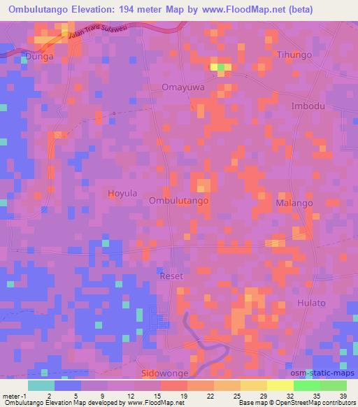 Ombulutango,Indonesia Elevation Map