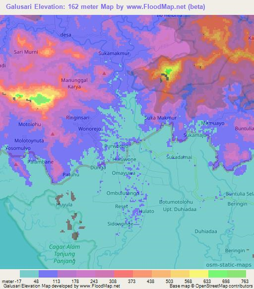 Galusari,Indonesia Elevation Map