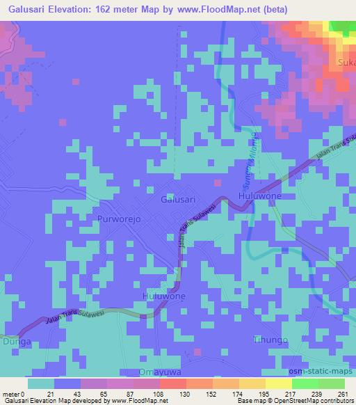 Galusari,Indonesia Elevation Map