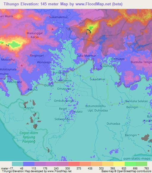 Tihungo,Indonesia Elevation Map