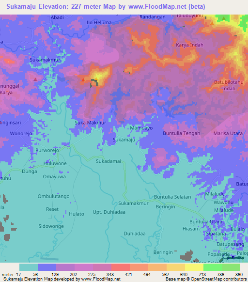Sukamaju,Indonesia Elevation Map